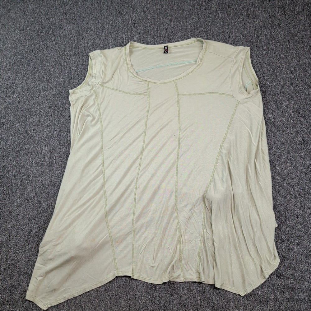 Vision USA Avant Garde Asymmetrical Knot Back Tank Top OS Sage Green Lagenlook
